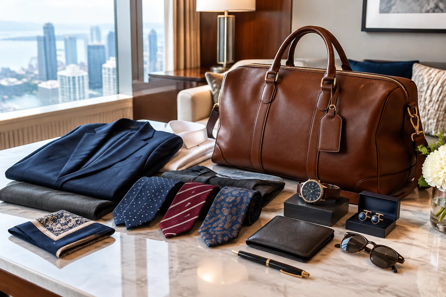 Structured luggage with neatly organized garments
